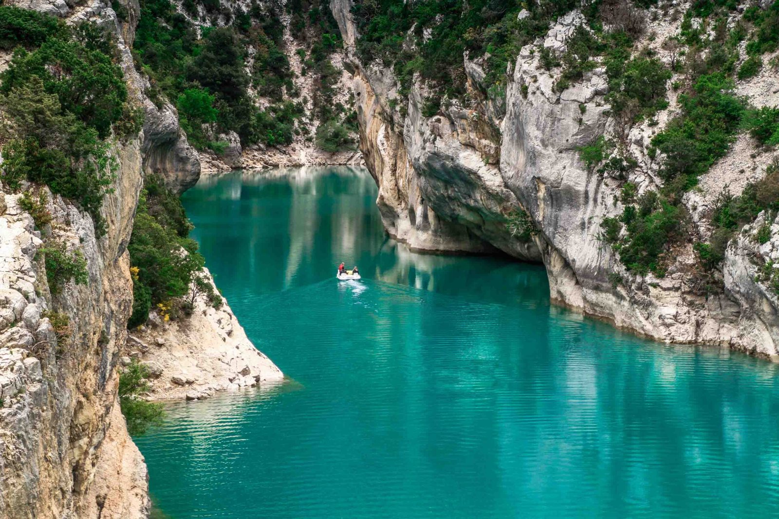 Verdon Gorge, Provence, France. View on the river Verdon from the top of the verdon Gorges. St Croix Lake, Les Gorges du Verdon entry.